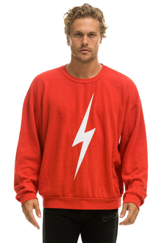 BOLT RELAXED CREW SWEATSHIRT - RED // WHITE Sweatshirt Aviator Nation