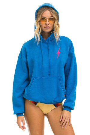 BOLT STITCH PULLOVER HOODIE RELAXED - OCEAN // NEON PINK