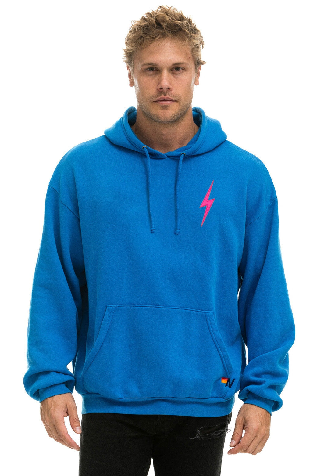 BOLT STITCH PULLOVER HOODIE RELAXED - OCEAN // NEON PINK Hoodie Aviator Nation 