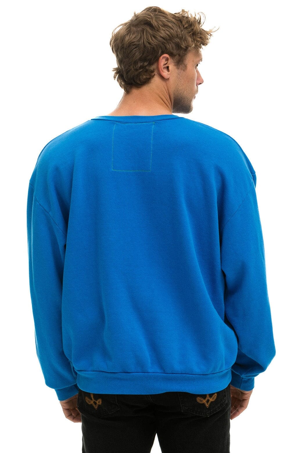 BOLT STITCH RELAXED CREW SWEATSHIRT - OCEAN // NEON YELLOW Sweatshirt Aviator Nation