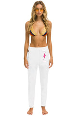 BOLT STITCH WOMENS JOGGER SWEATPANT - WHITE // NEON PINK Women's Sweatpants Aviator Nation