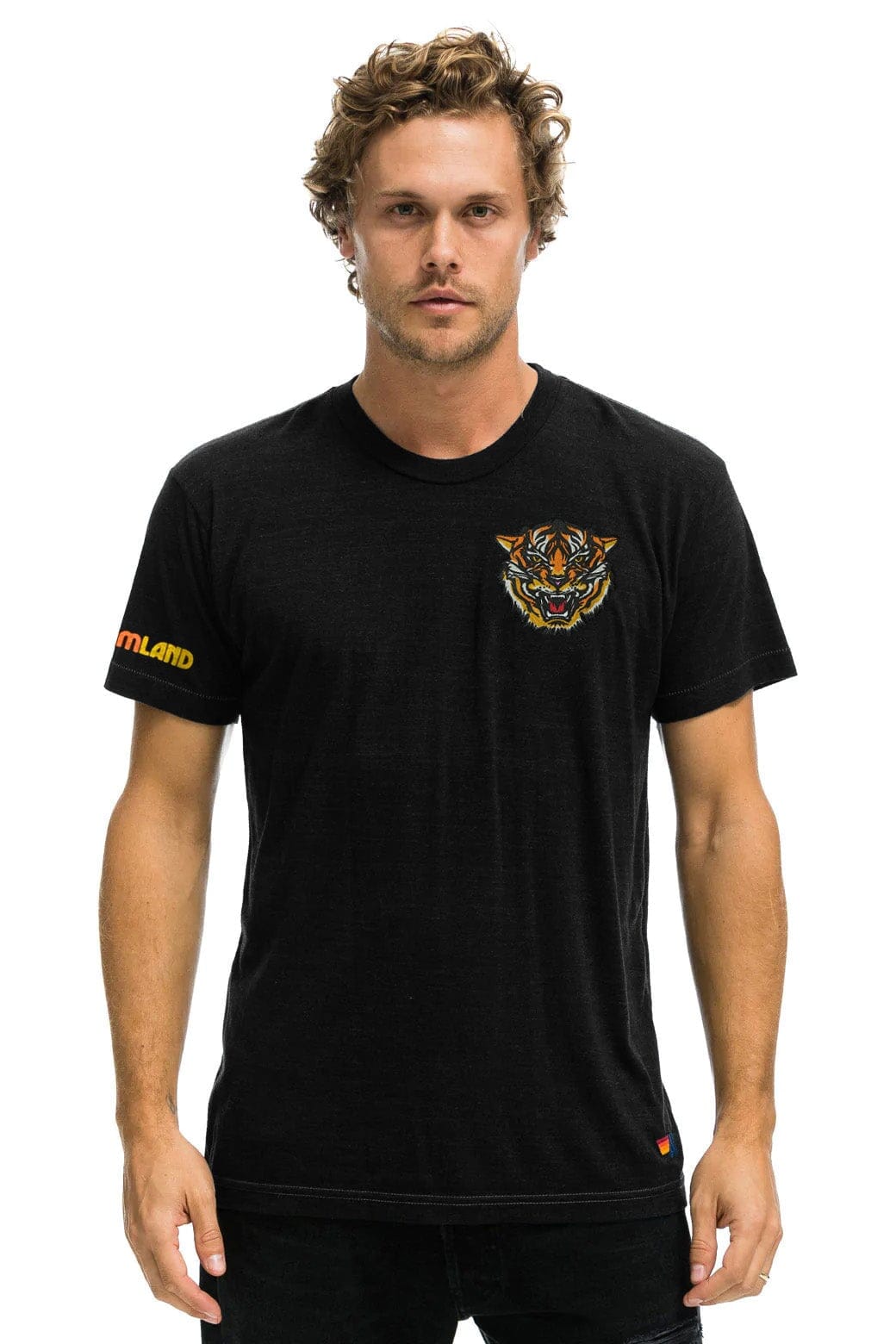 DREAMLAND TIGER SMALL PRINT CREW TEE - BLACK Tees sale