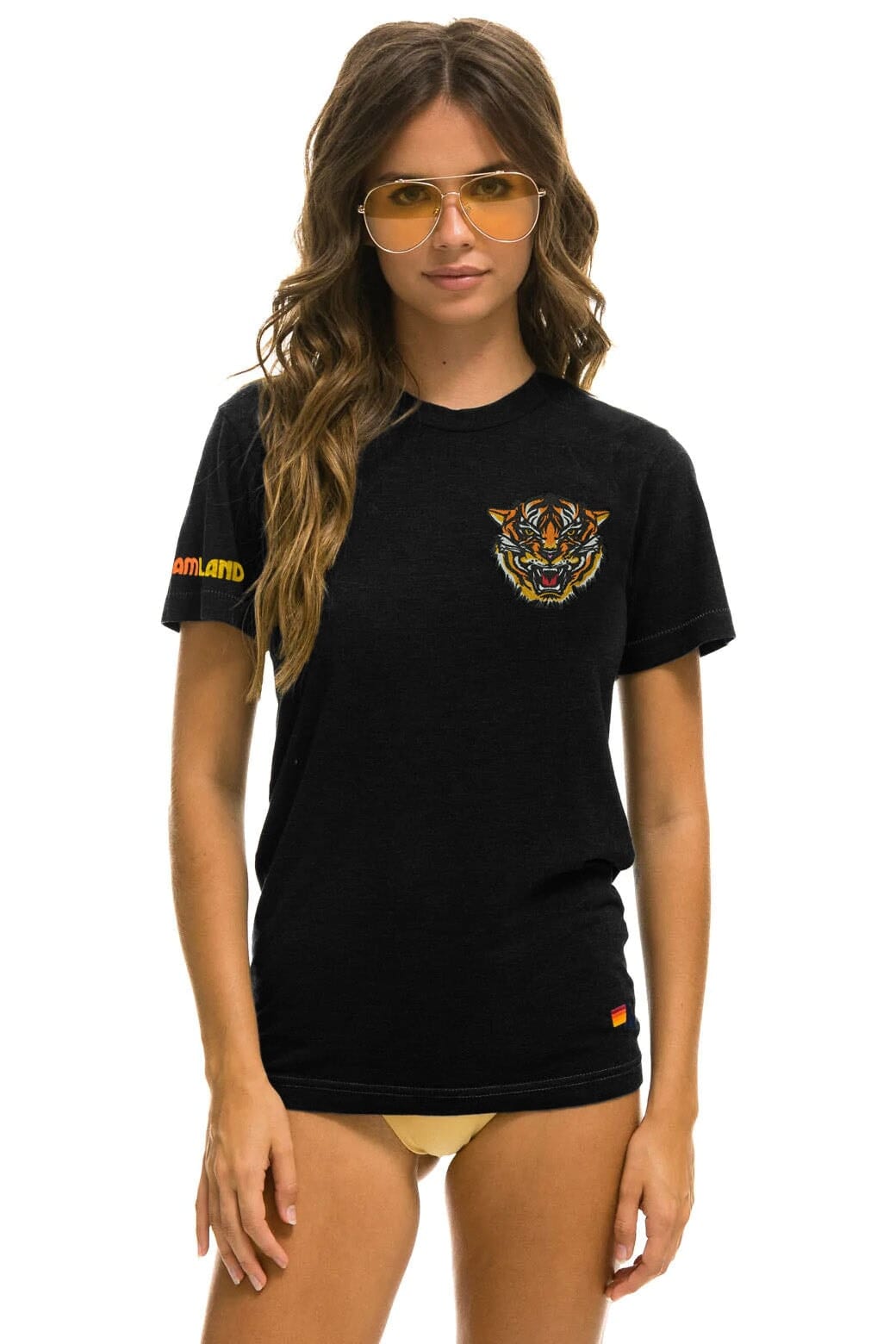 DREAMLAND TIGER SMALL PRINT CREW TEE - BLACK Tees sale