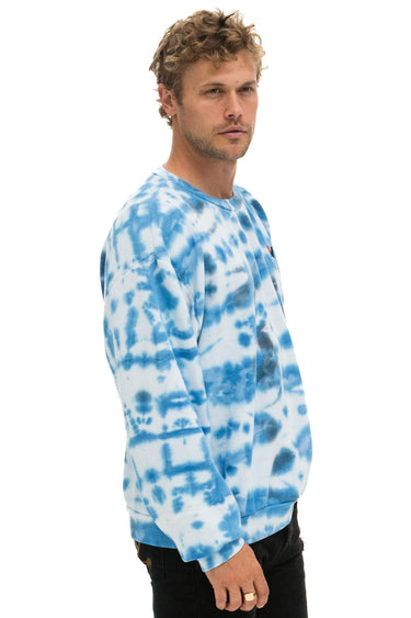 HAND DYED RELAXED CREW SWEATSHIRT - TIE DYE BLUE Sweatshirt Aviator Nation