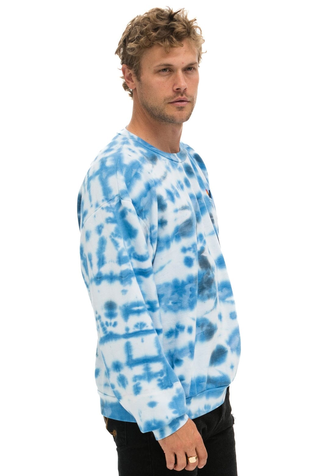 HAND DYED RELAXED CREW SWEATSHIRT - TIE DYE BLUE Sweatshirt Aviator Nation