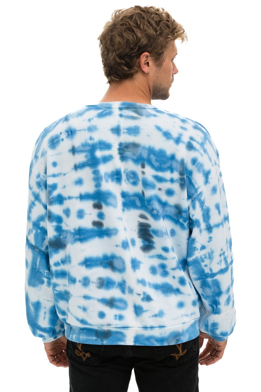 HAND DYED RELAXED CREW SWEATSHIRT - TIE DYE BLUE Sweatshirt Aviator Nation
