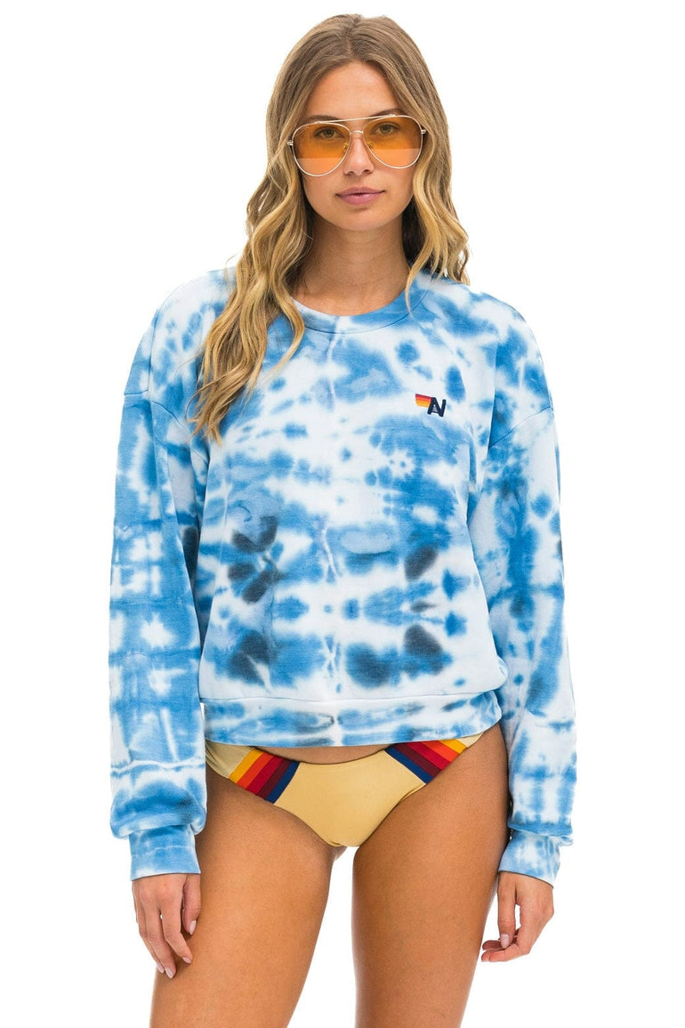 HAND DYED RELAXED CREW SWEATSHIRT - TIE DYE BLUE Sweatshirt Aviator Nation