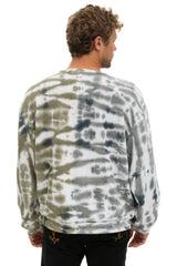 HAND DYED RELAXED CREW SWEATSHIRT - TIE DYE GREY // OLIVE Sweatshirt Aviator Nation