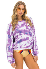 HAND DYED RELAXED CREW SWEATSHIRT - TIE DYE MAGENTA Sweatshirt Aviator Nation
