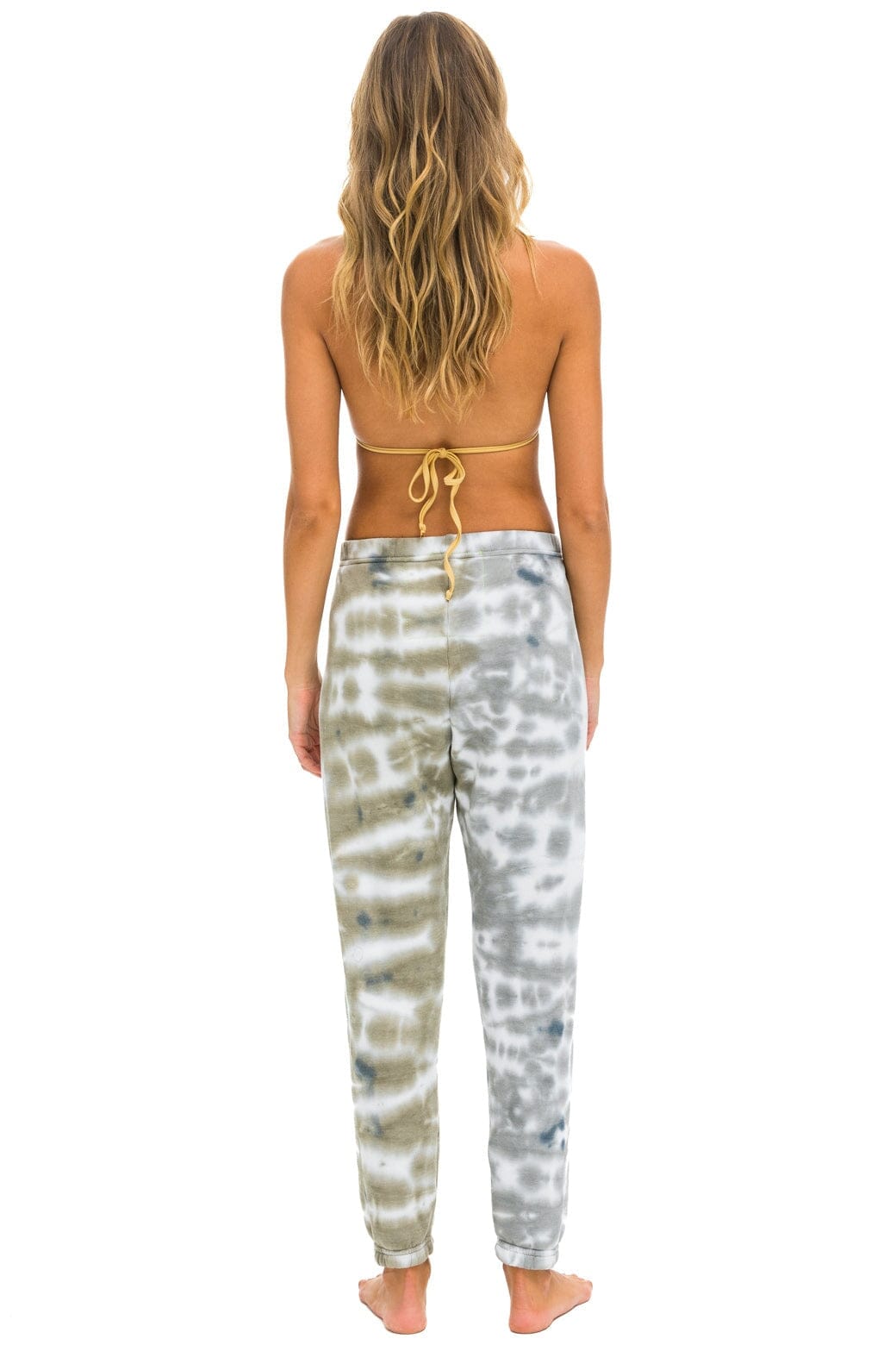 HAND DYED SWEATPANTS - TIE DYE GREY // OLIVE Women's Sweatpants Aviator Nation
