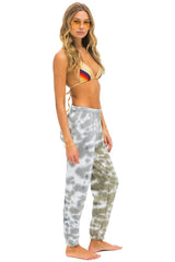 HAND DYED SWEATPANTS - TIE DYE GREY // OLIVE Women's Sweatpants Aviator Nation
