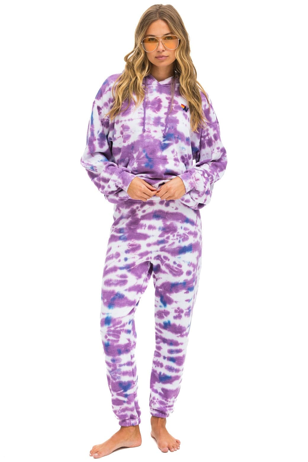 HAND DYED SWEATPANTS - TIE DYE MAGENTA Women's Sweatpants Aviator Nation