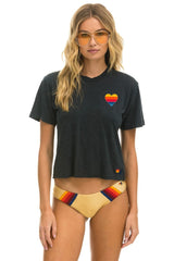 HEART STITCH 5 BOYFRIEND TEE - CHARCOAL Boyfriend Tee Aviator Nation