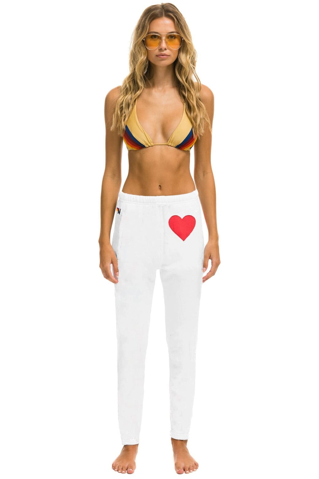 HEART STITCH WOMENS JOGGER SWEATPANT - WHITE Women's Sweatpants Aviator Nation