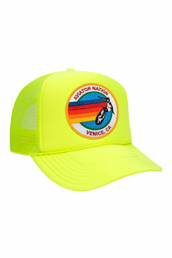 KID'S SIGNATURE LOGO - VINTAGE TRUCKER HAT Kid's Hat Aviator Nation OS NEON YELLOW