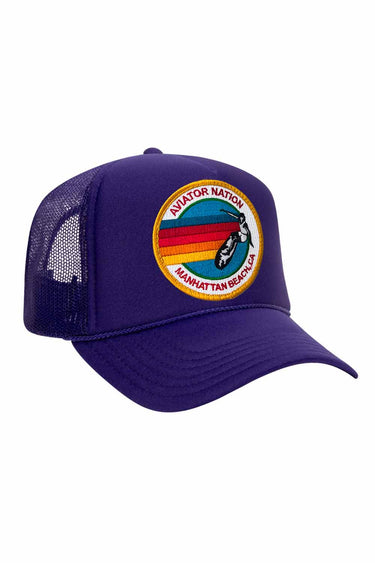 KID'S SIGNATURE MANHATTAN BEACH VINTAGE FOAM TRUCKER Kid's Hat Aviator Nation PURPLE
