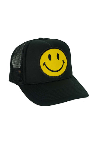 KID'S SMILEY VINTAGE TRUCKER HAT Kid's Hat Aviator Nation OS BLACK