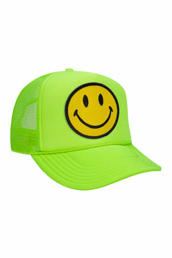 KID'S SMILEY VINTAGE TRUCKER HAT Kid's Hat Aviator Nation OS NEON GREEN