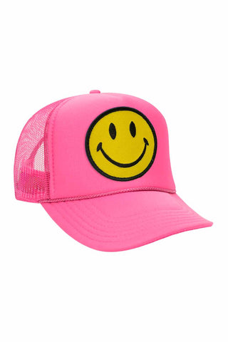 KID'S SMILEY VINTAGE TRUCKER HAT Kid's Hat Aviator Nation OS NEON PINK