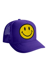 KID'S SMILEY VINTAGE TRUCKER HAT Kid's Hat Aviator Nation OS PURPLE