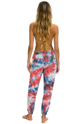 LIGHT WEIGHT HAND DYED SWEATPANTS - TIE DYE RED Women's Sweatpants Aviator Nation