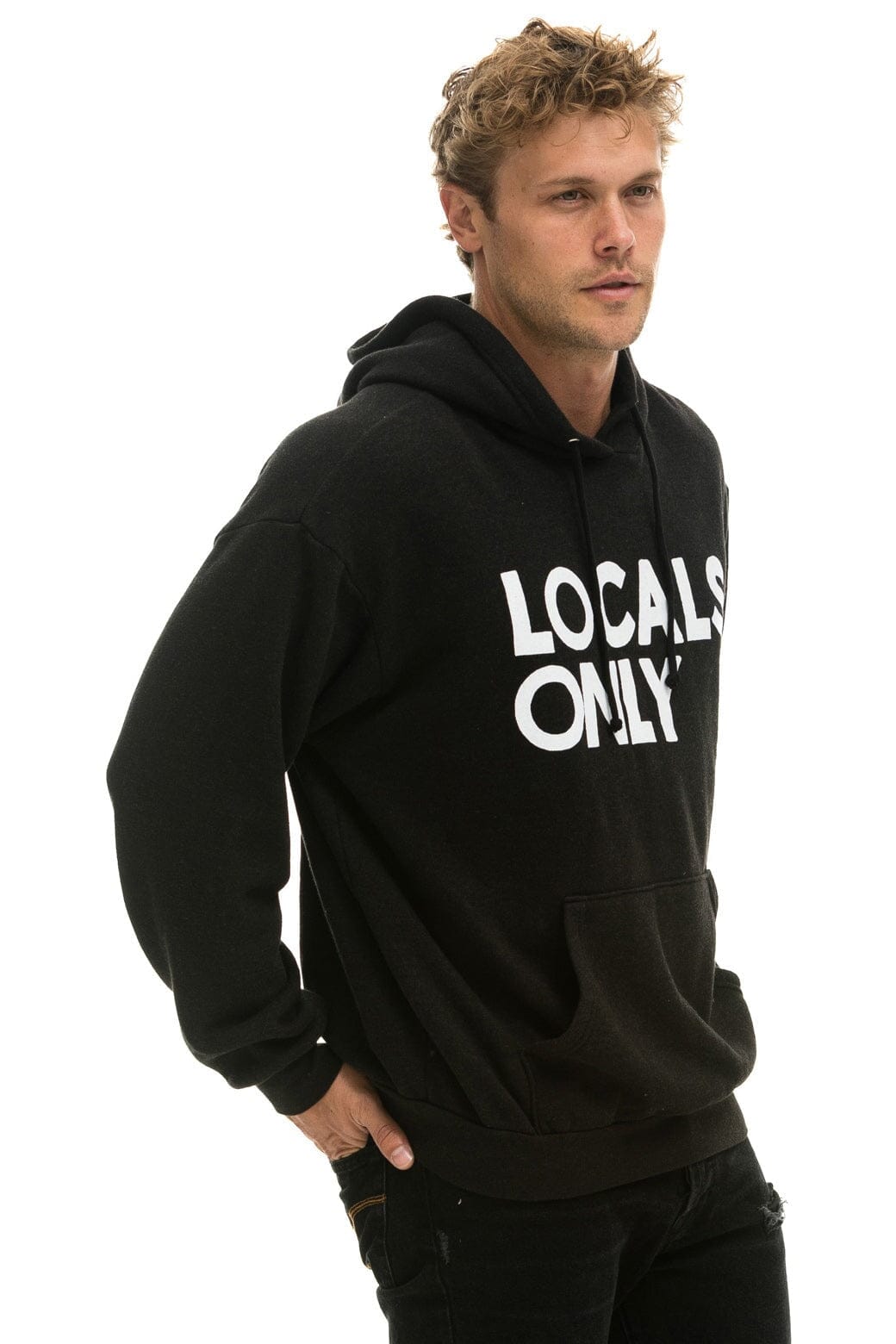 LOCALS ONLY RELAXED PULLOVER HOODIE - BLACK Hoodie Aviator Nation
