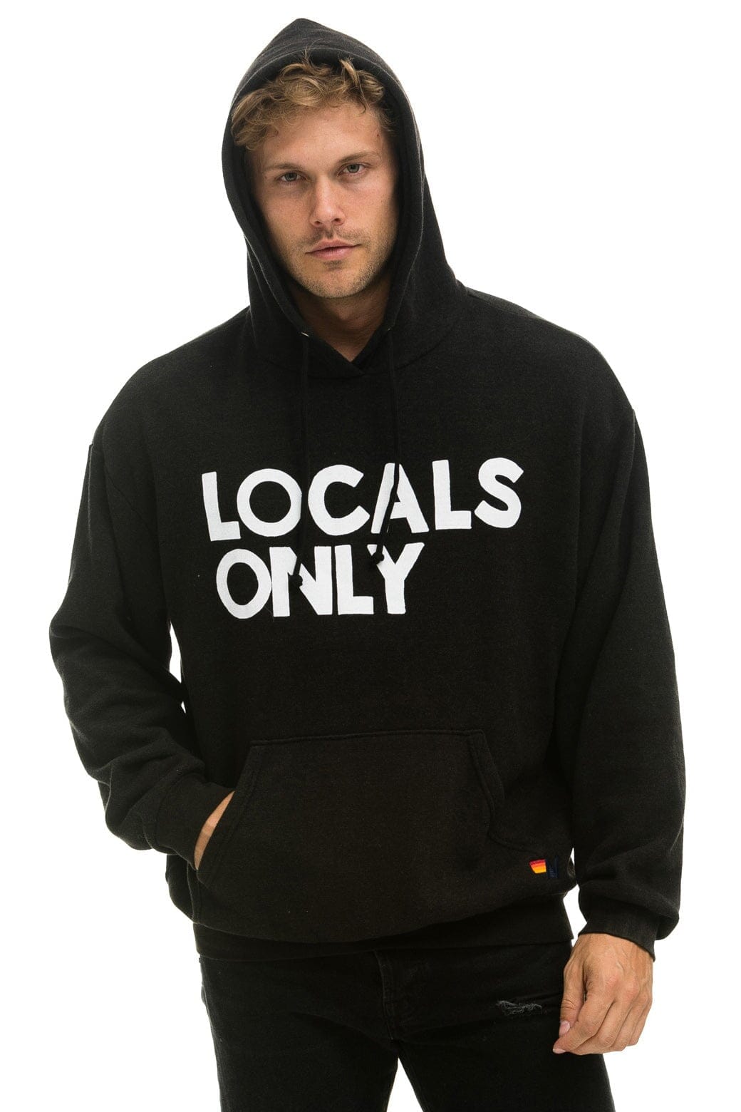 LOCALS ONLY RELAXED PULLOVER HOODIE - BLACK Hoodie Aviator Nation