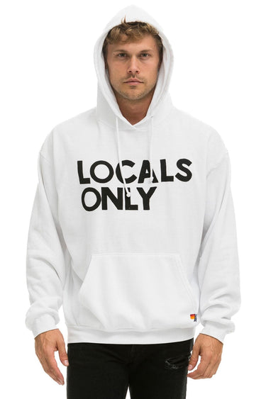 LOCALS ONLY RELAXED PULLOVER HOODIE - WHITE Hoodie Aviator Nation