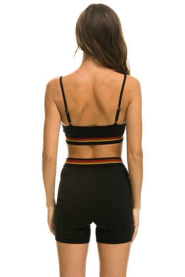 LOGO ELASTIC KEYHOLE BRA - BLACK Sports Bra Aviator Nation