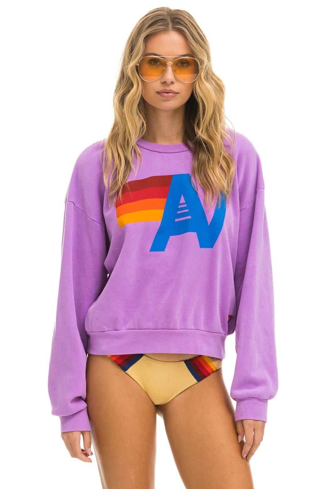 LOGO RELAXED CREW SWEATSHIRT NEON PURPLE - Main Image
