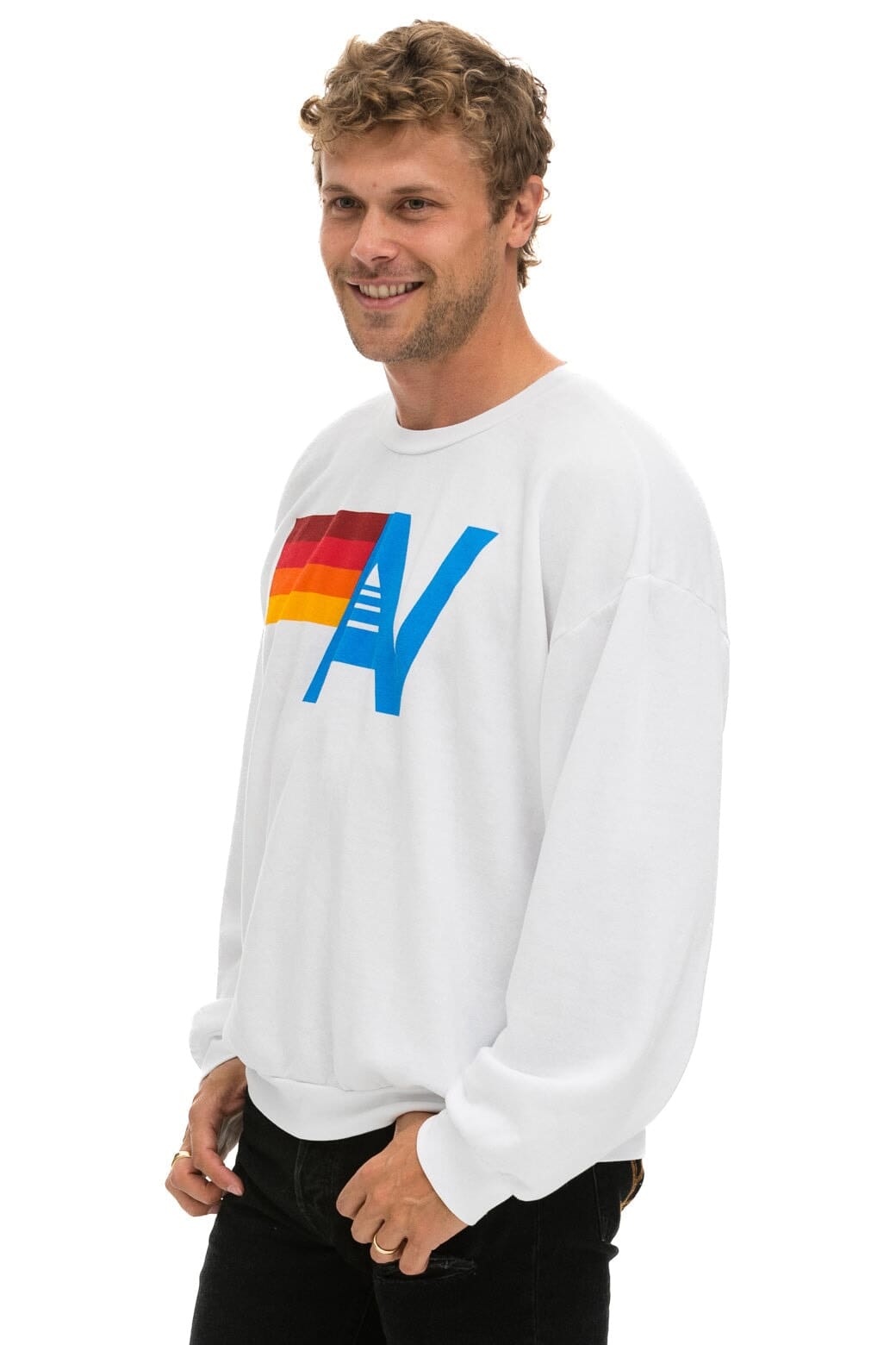 LOGO RELAXED CREW SWEATSHIRT - WHITE Sweatshirt Aviator Nation