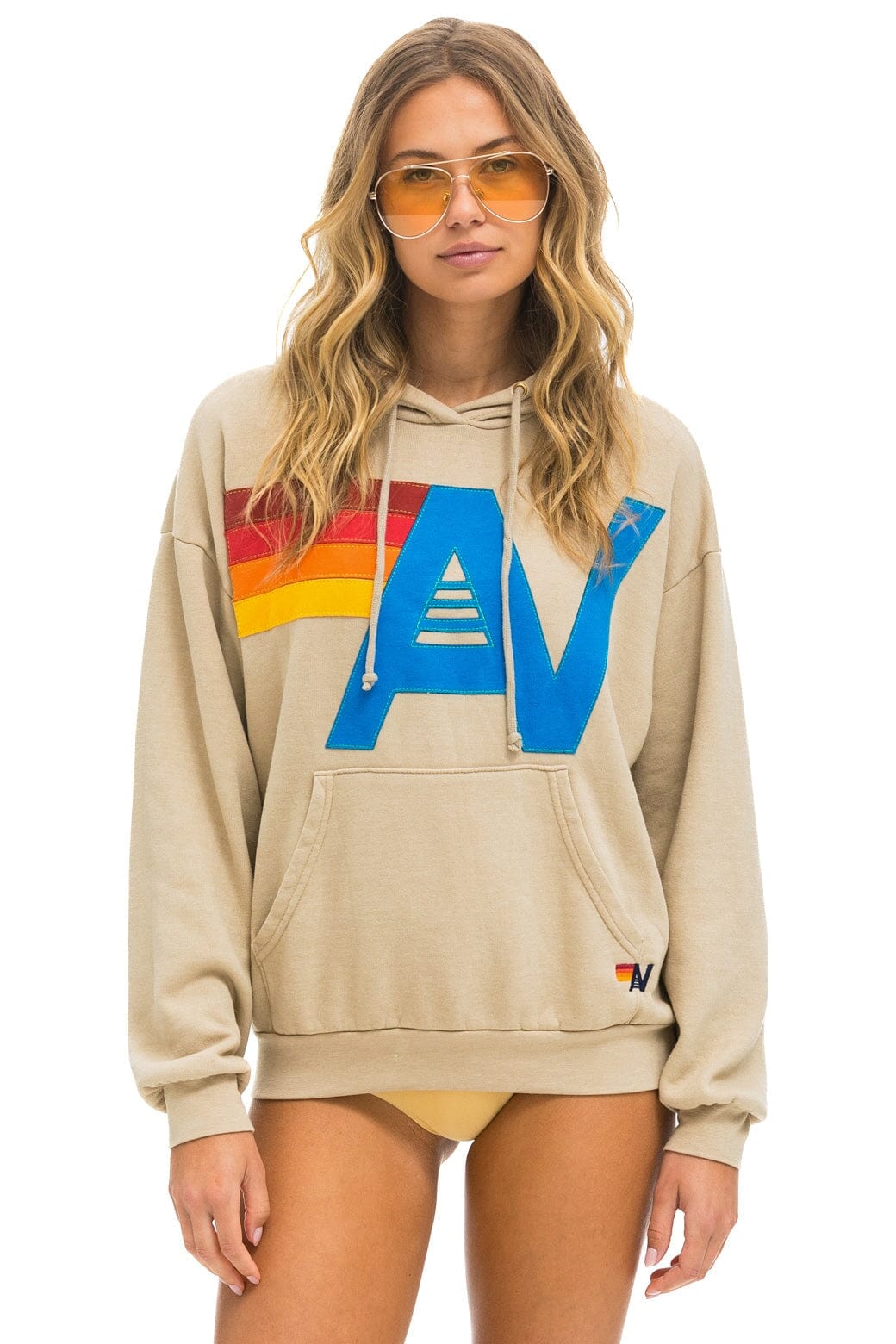 LOGO STITCH PULLOVER RELAXED HOODIE - SAND Hoodie Aviator Nation