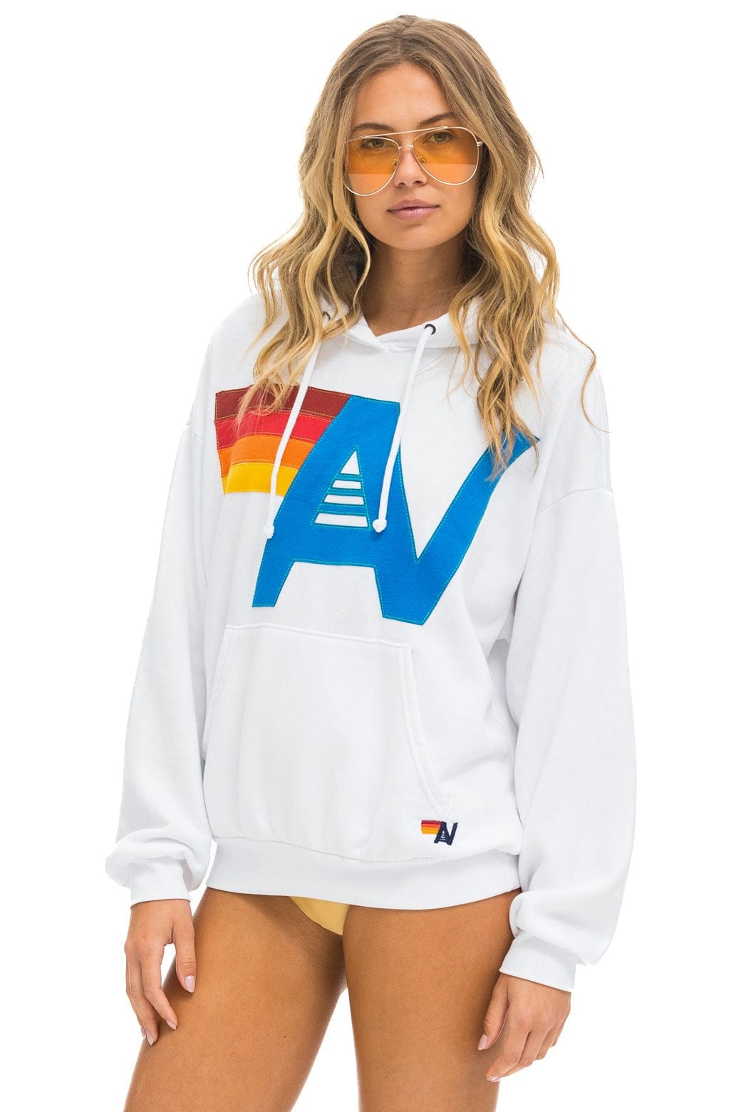 LOGO STITCH PULLOVER RELAXED HOODIE - WHITE Hoodie Aviator Nation