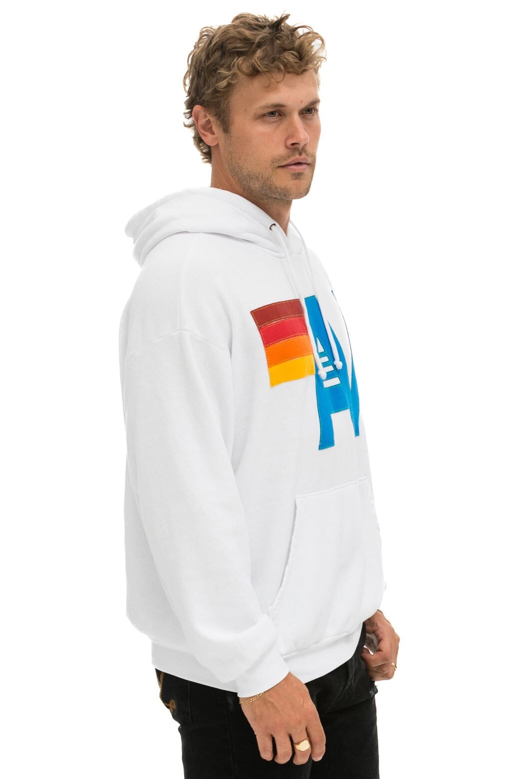 LOGO STITCH PULLOVER RELAXED HOODIE - WHITE Hoodie Aviator Nation