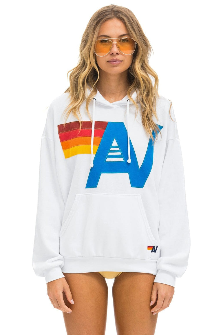 LOGO STITCH PULLOVER RELAXED HOODIE - WHITE Hoodie Aviator Nation