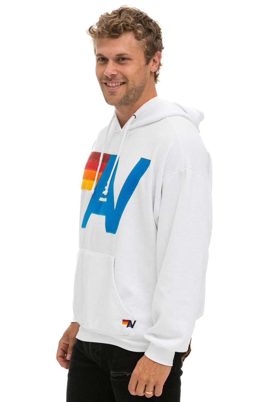 LOGO STITCH PULLOVER RELAXED HOODIE - WHITE Hoodie Aviator Nation