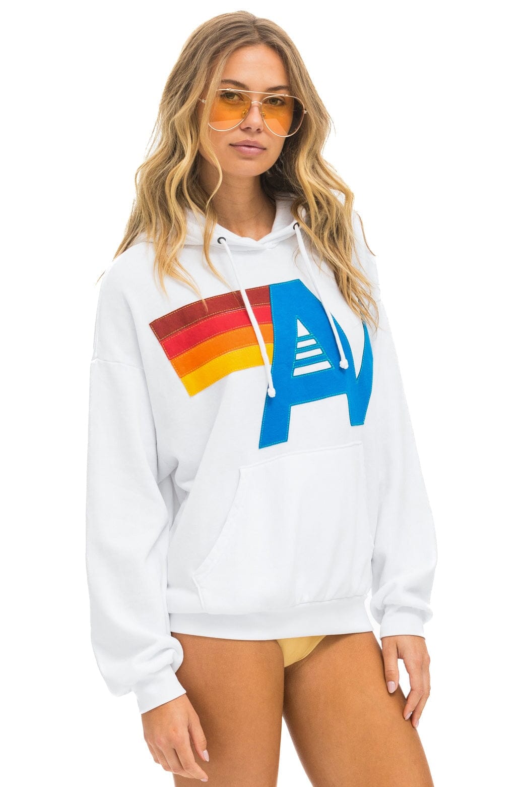 LOGO STITCH PULLOVER RELAXED HOODIE - WHITE Hoodie Aviator Nation