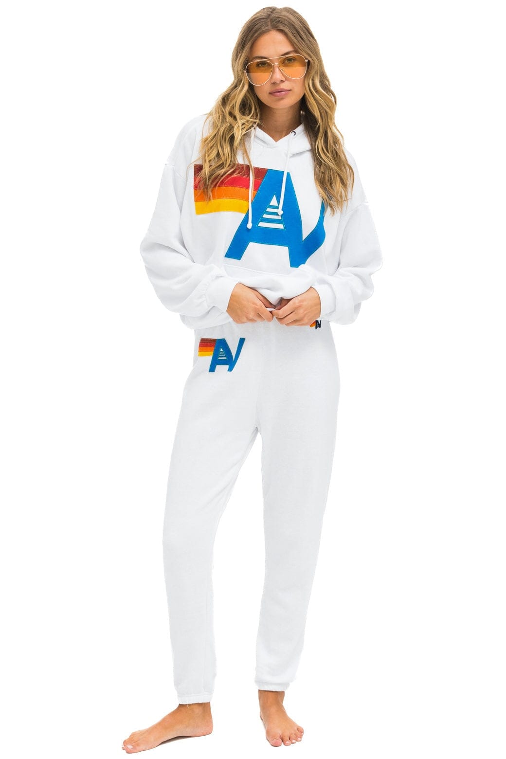 LOGO STITCH PULLOVER RELAXED HOODIE - WHITE Hoodie Aviator Nation
