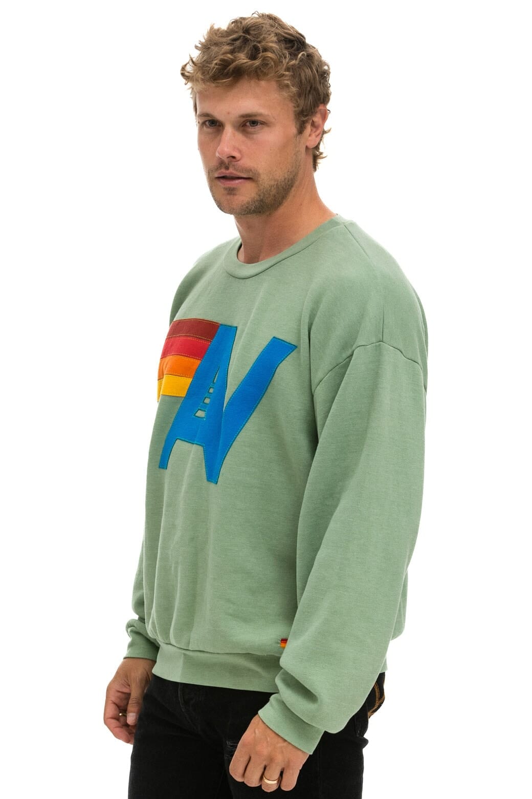LOGO STITCH RELAXED CREW SWEATSHIRT - SAGE Sweatshirt Aviator Nation
