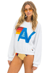 LOGO STITCH RELAXED CREW SWEATSHIRT - WHITE Sweatshirt Aviator Nation