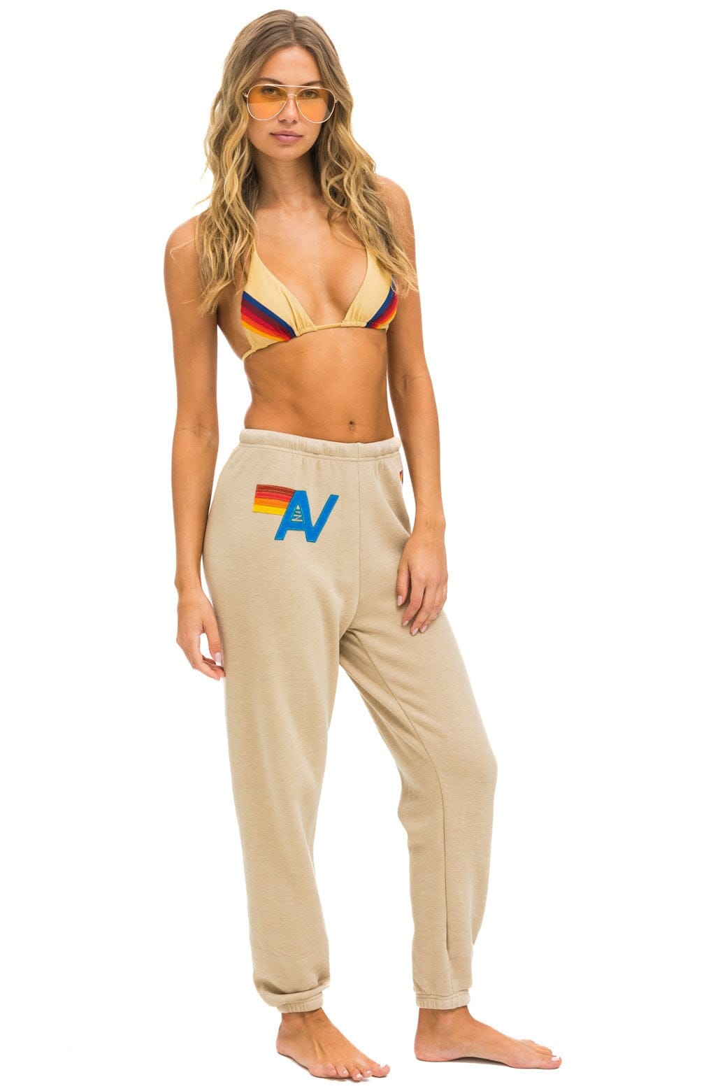 LOGO STITCH SWEATPANTS - SAND Women's Sweatpants Aviator Nation