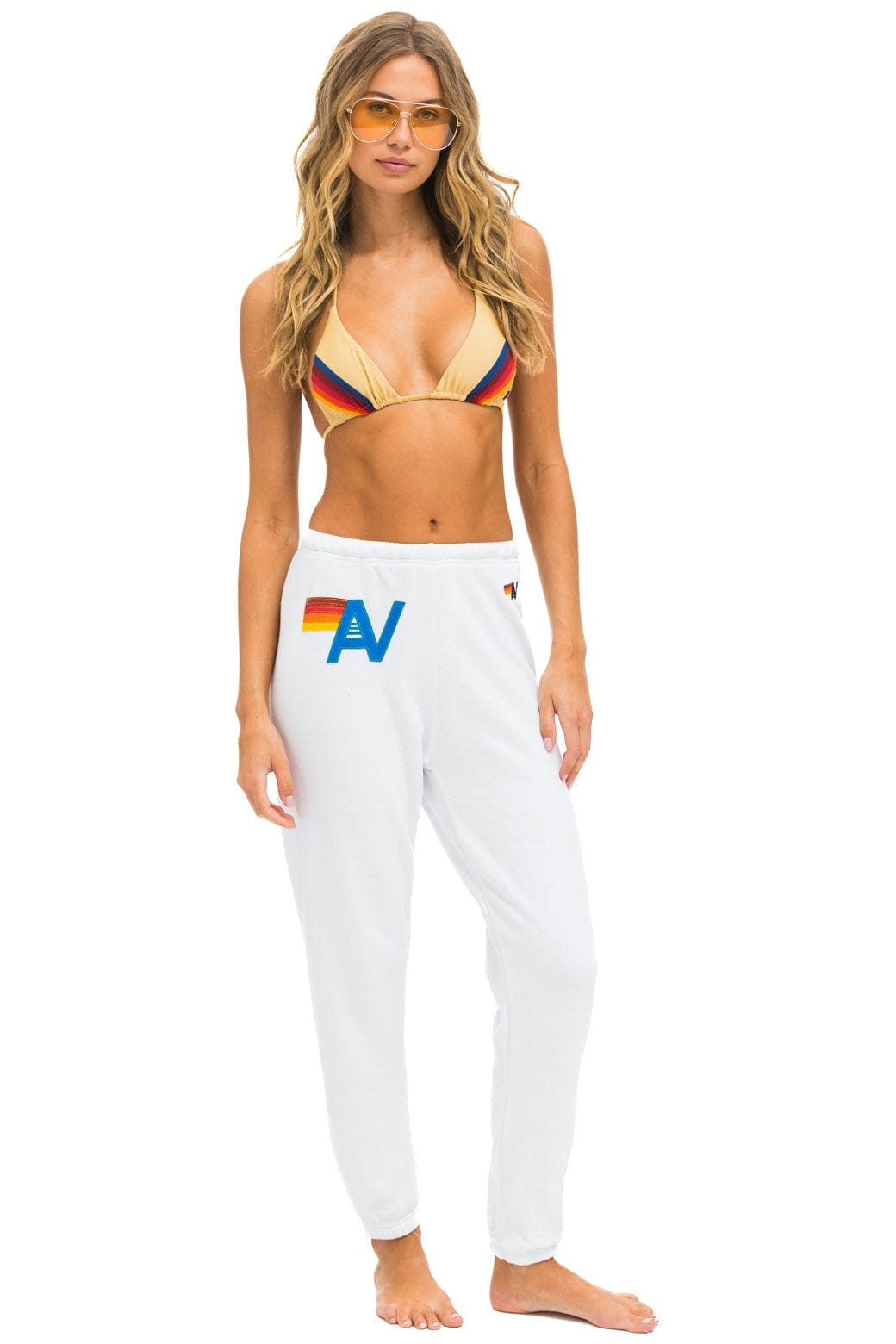 LOGO STITCH SWEATPANTS - WHITE Women's Sweatpants Aviator Nation