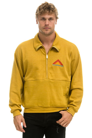 MOUNTAIN EMBROIDERY UNISEX HALF ZIP SWEATSHIRT - KHAKI Unisex Outerwear Aviator Nation