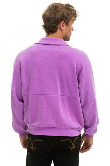 MOUNTAIN EMBROIDERY UNISEX HALF ZIP SWEATSHIRT - NEON PURPLE Unisex Outerwear Aviator Nation