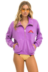 MOUNTAIN EMBROIDERY UNISEX HALF ZIP SWEATSHIRT - NEON PURPLE Unisex Outerwear Aviator Nation