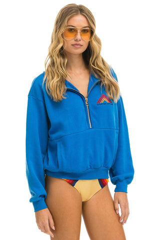 MOUNTAIN EMBROIDERY UNISEX HALF ZIP SWEATSHIRT - OCEAN Unisex Outerwear Aviator Nation