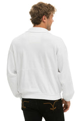 MOUNTAIN EMBROIDERY UNISEX HALF ZIP SWEATSHIRT - WHITE Unisex Outerwear Aviator Nation