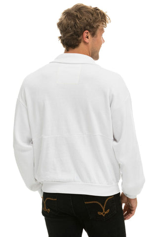 MOUNTAIN EMBROIDERY UNISEX HALF ZIP SWEATSHIRT - WHITE Unisex Outerwear Aviator Nation