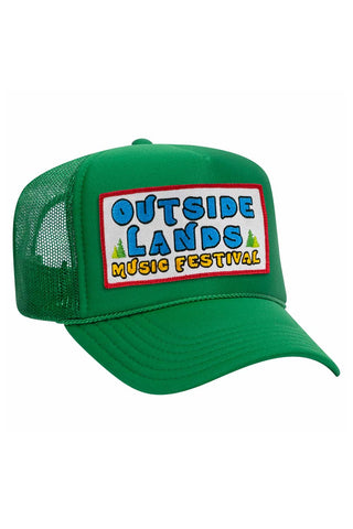 OUTSIDE LANDS 2024 VINTAGE LOW RISE TRUCKER HATS Aviator Nation OS KELLY GREEN