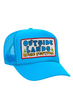 OUTSIDE LANDS 2024 VINTAGE LOW RISE TRUCKER HATS Aviator Nation OS NEON BLUE